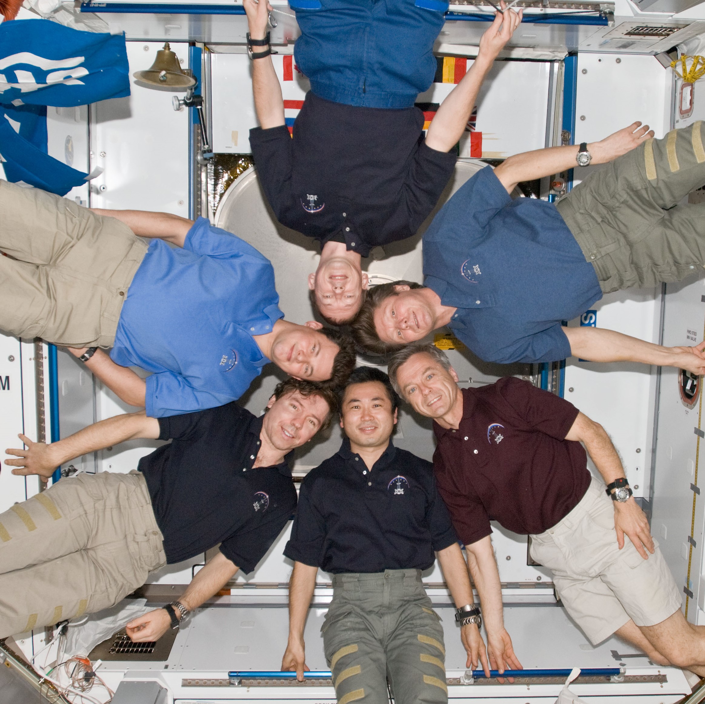 The Expedition 20 crew members put their heads together