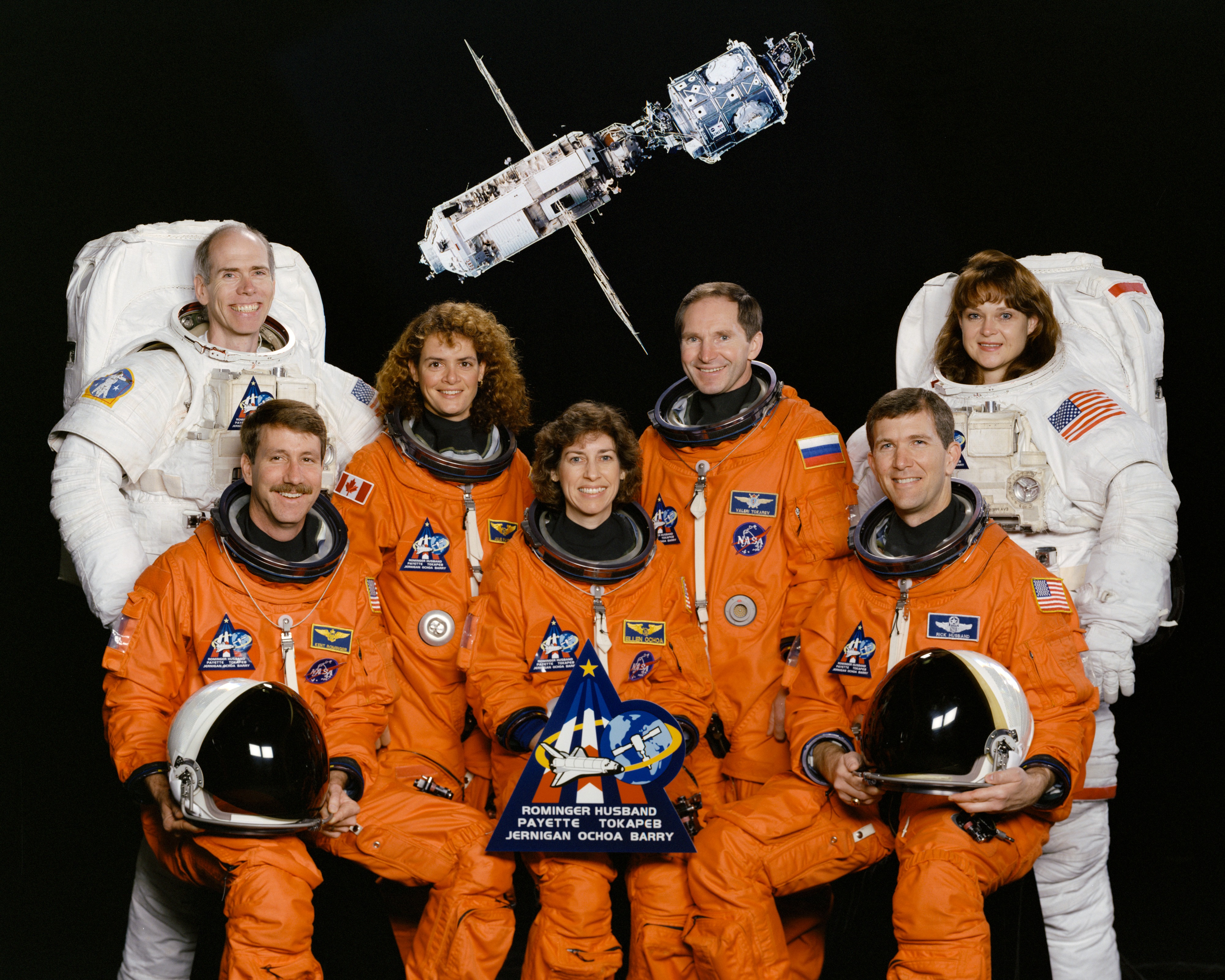 STS-96 included Julie Payette, third from left, the first Canadian Space Agency astronaut to visit the space station