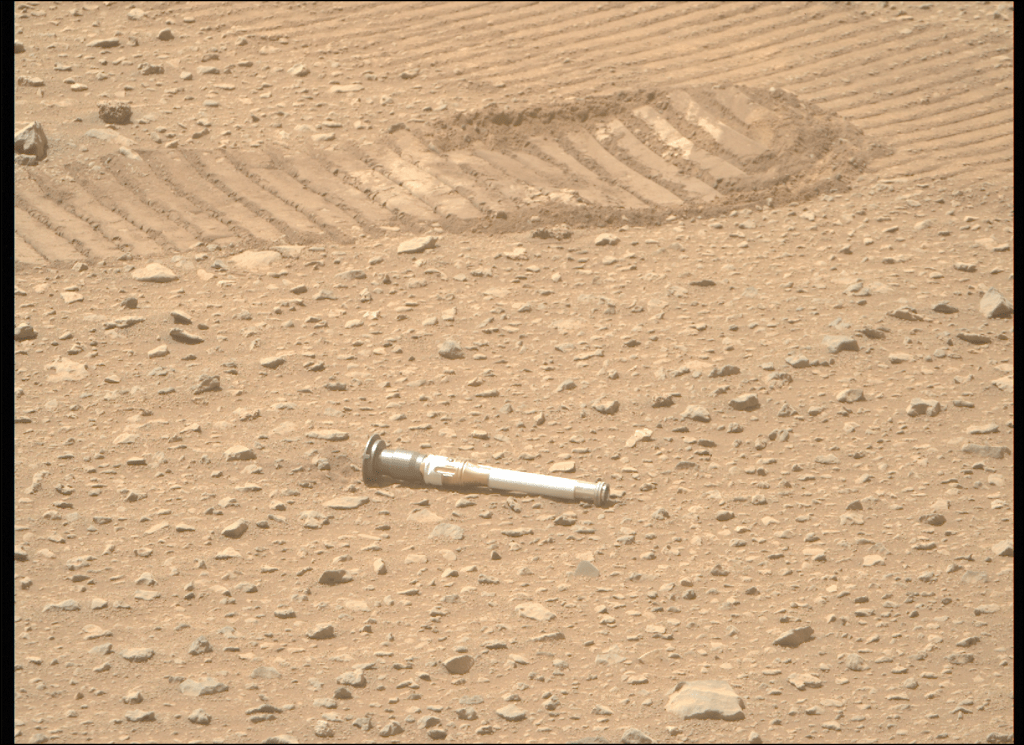 A sealed tube containing a sample of the Martian surface