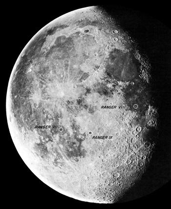 Impact sites of Rangers 7, 8, and 9