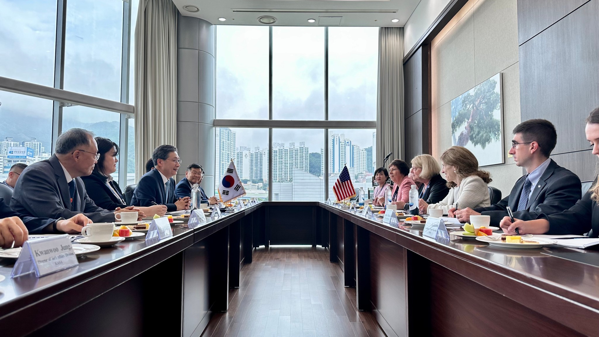 NASA Deputy Administrator Pam Melroy and senior NASA leaders conduct the first bilateral meeting with KASA’s administrator, Dr. Young-bin Yoon on Monday, July 15, 2024 in Busan, Korea.