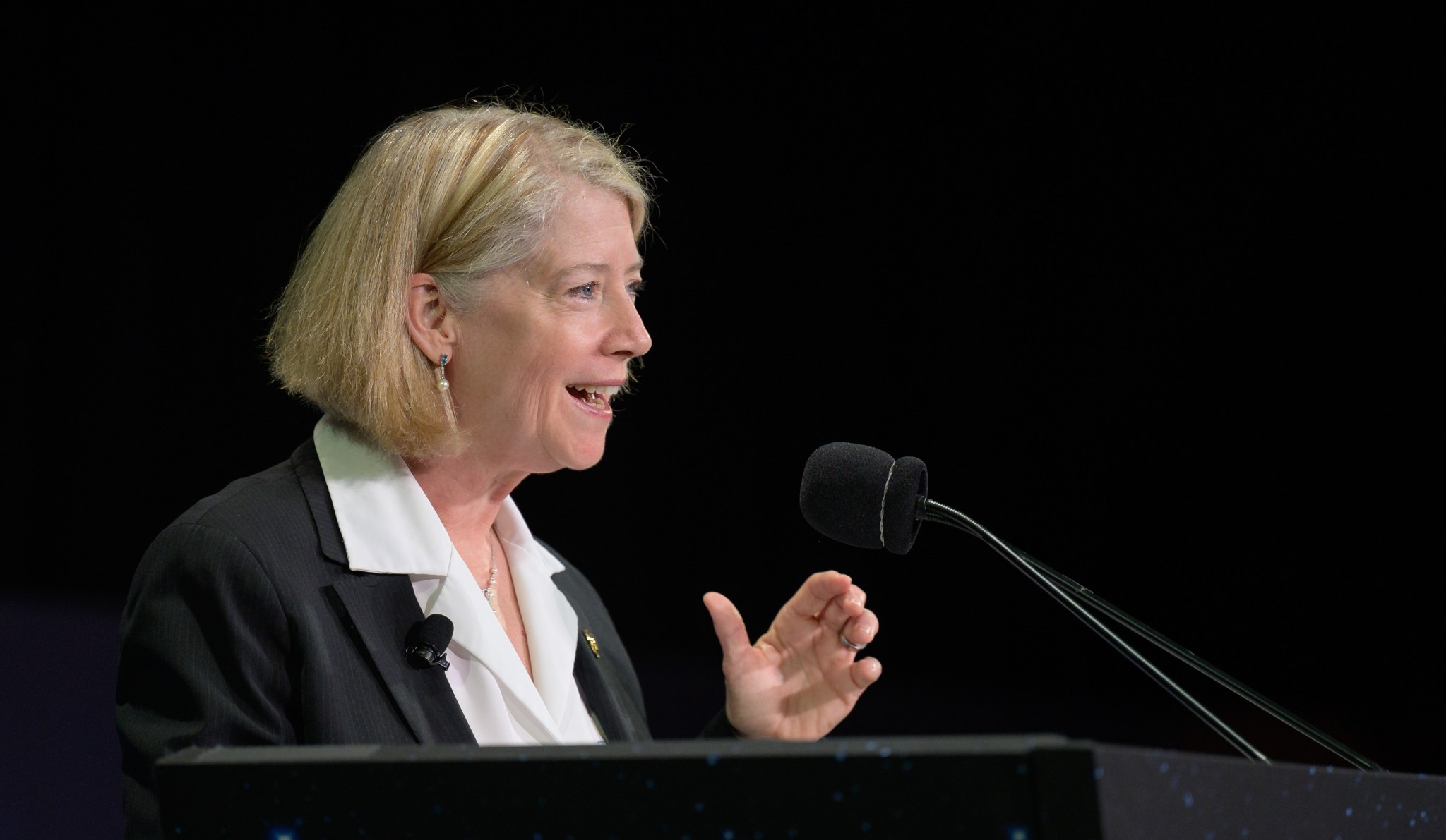 NASA Deputy Administrator Pam Melroy gives keynote remarks during the 37th Space Symposium in Colorado Springs, Colorado.