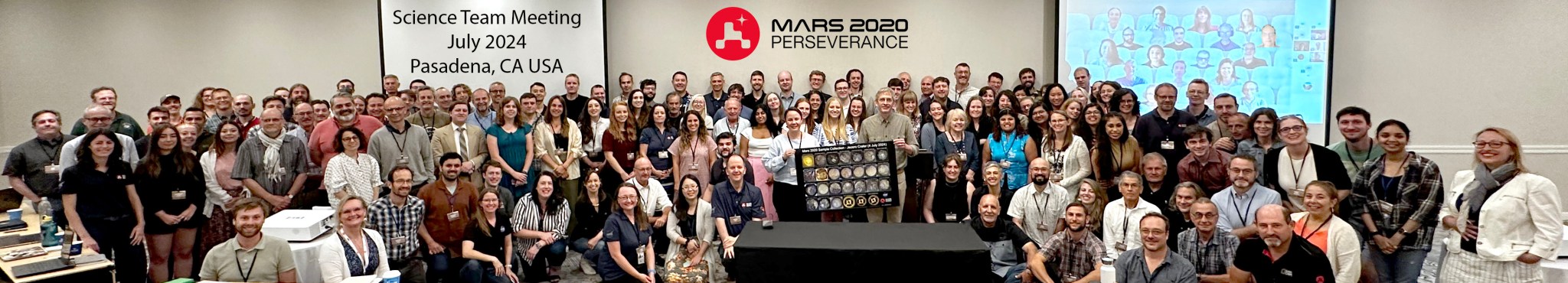 The Mars 2020 Perseverance Rover Science Team meets in person and online during the July 2024 team meeting in Pasadena, CA.