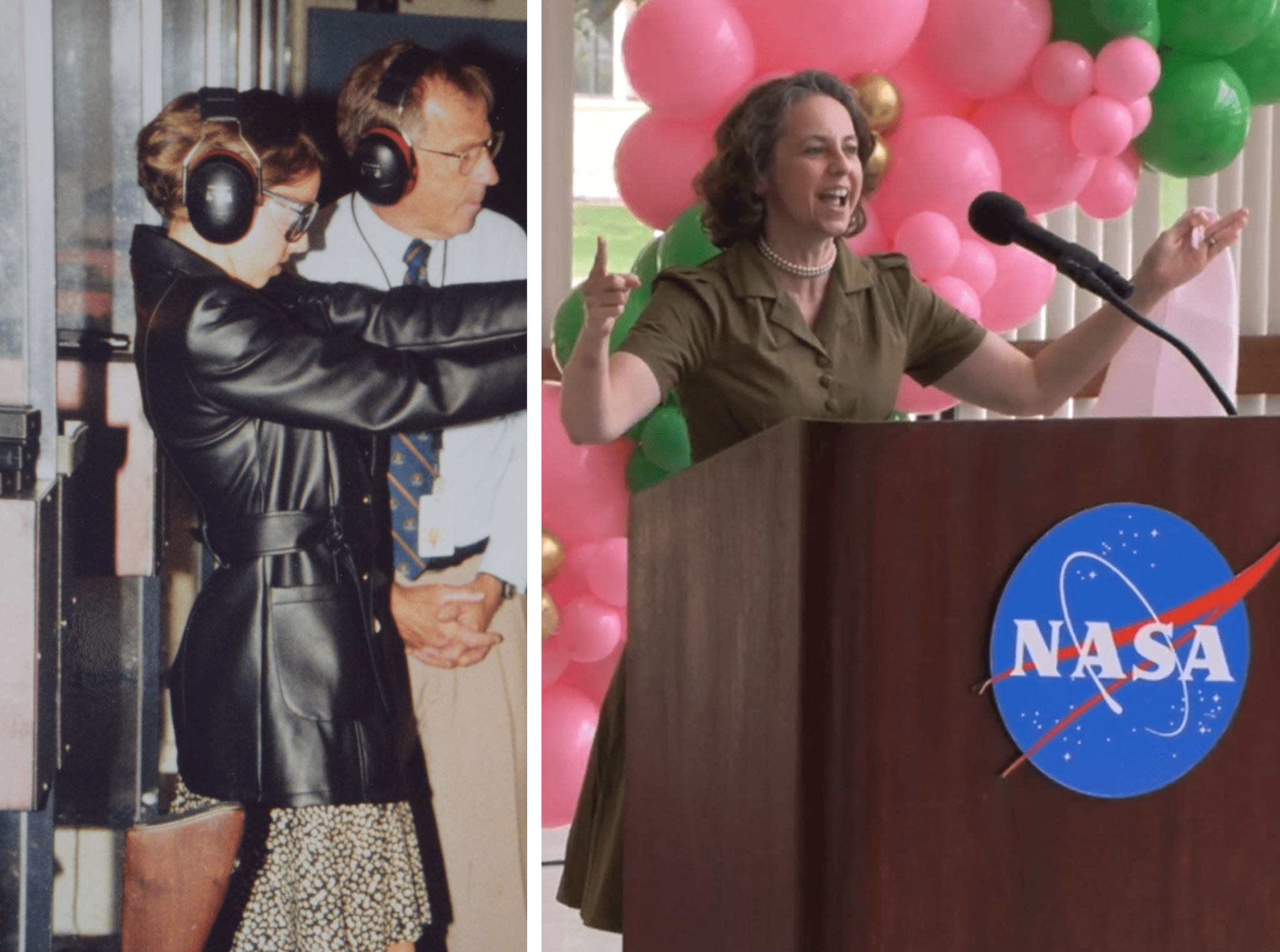 Johnson Space Center employee Warnecke Miller is pictured as an intern during her college days and in her current role with NASA.